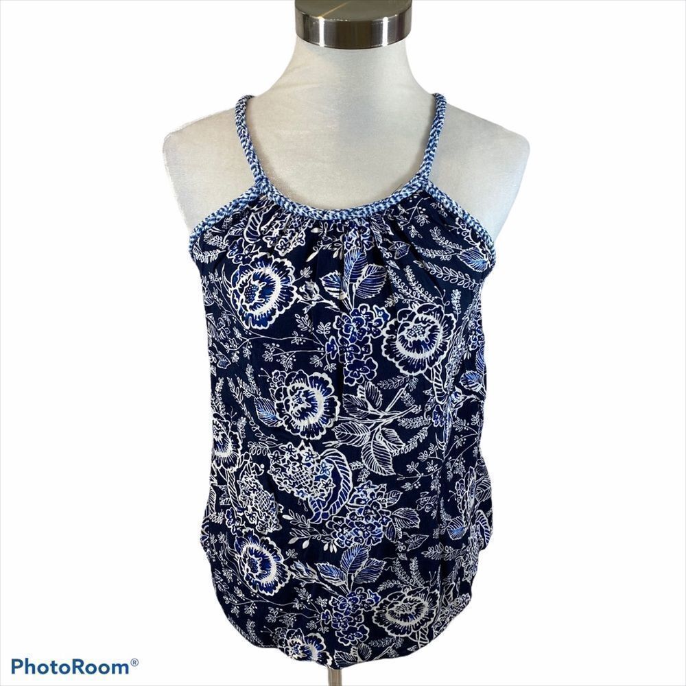 Gap Blue Floral Rope Strap Tank Top Size XS‎